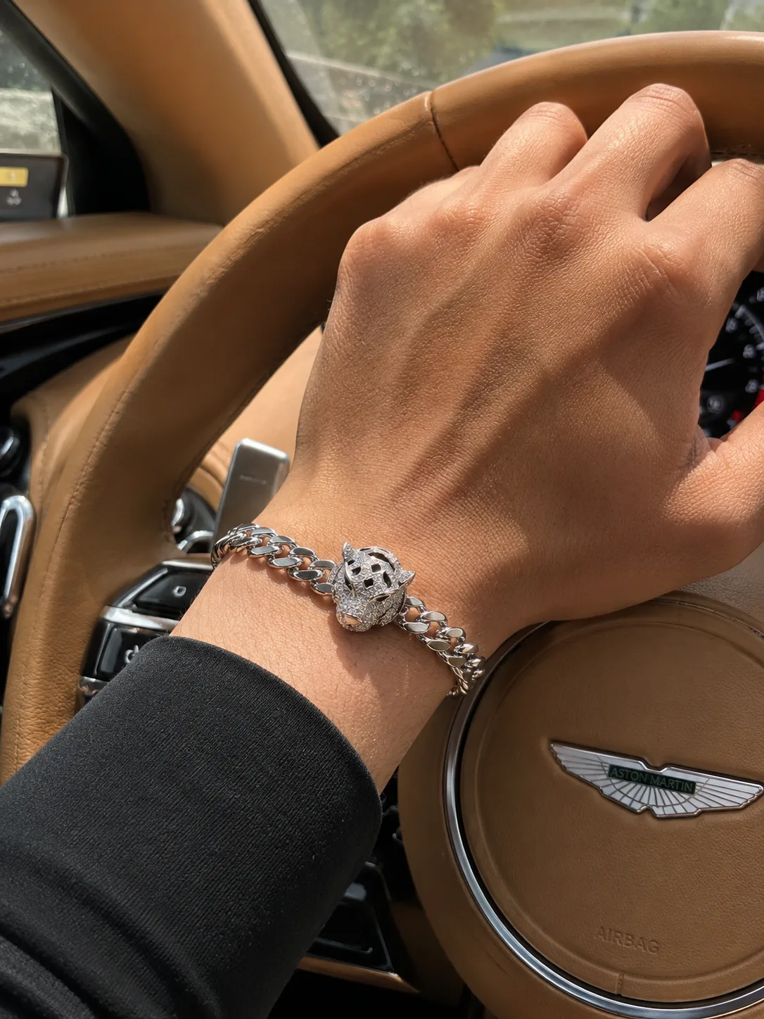 Panther Head Curb Chain Men's Bracelet