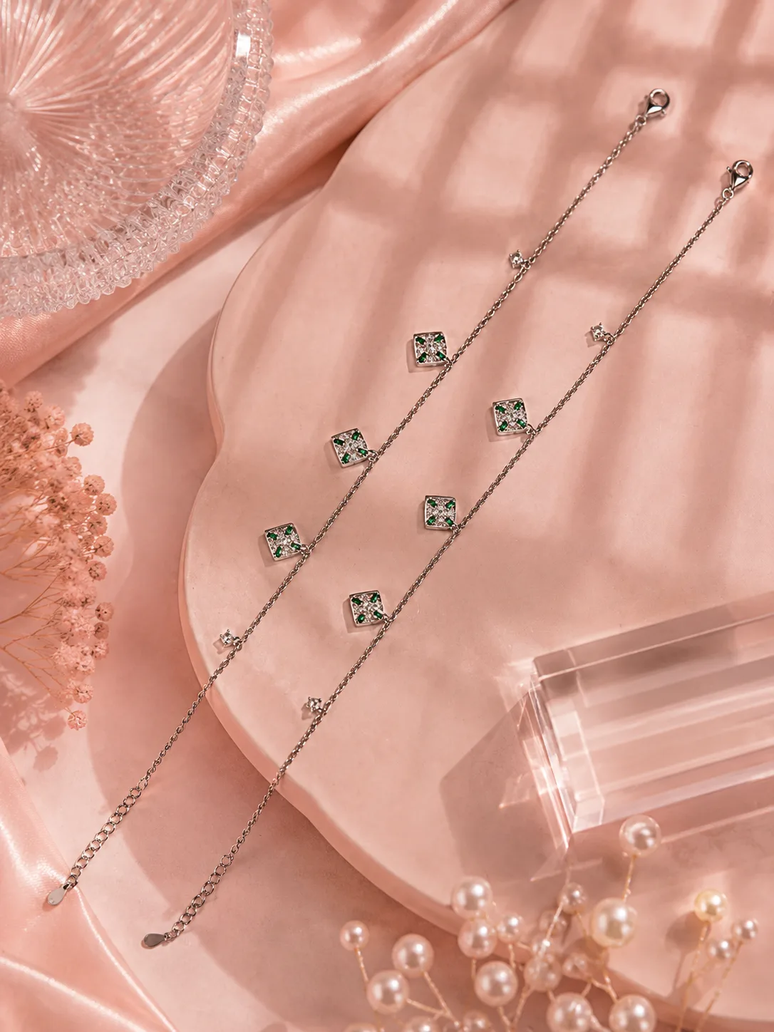 Emerald Clover Anklet
