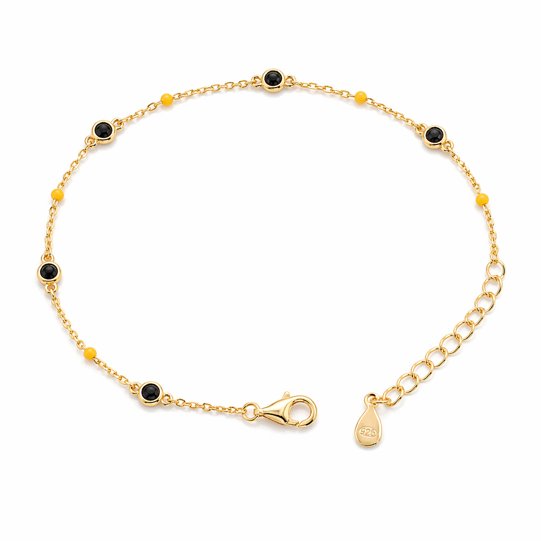 Sunburst Onyx & Bead Station Bracelet