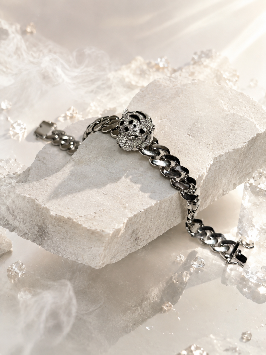 Panther Head Curb Chain Men's Bracelet