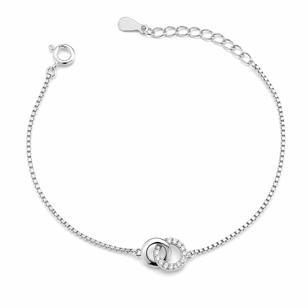 Unity Interlocking Circles Silver Bracelet