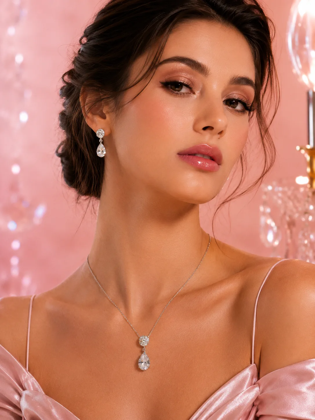 Aurelia Teardrop Solitaire Necklace & Earring Set