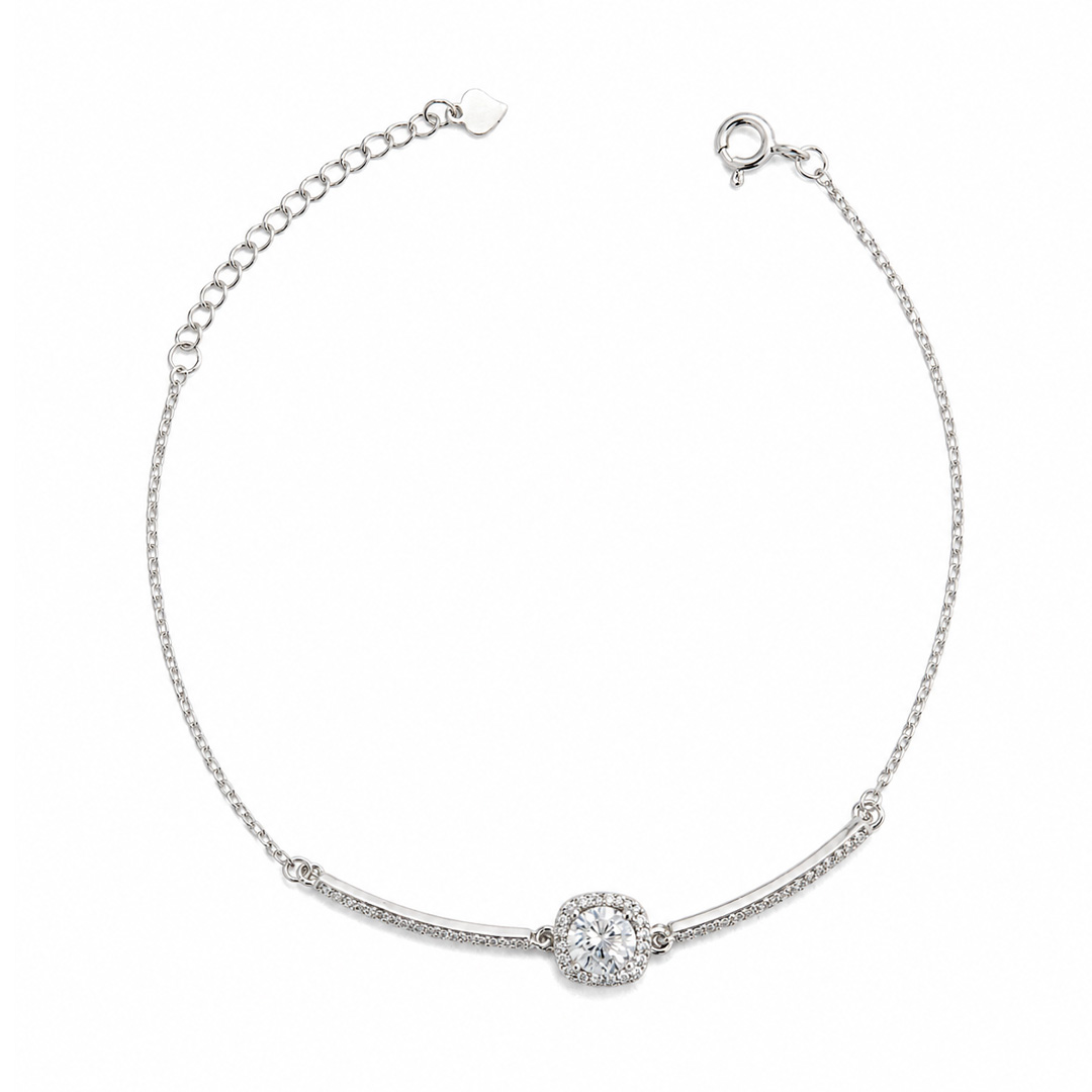 Aveline Solitaire Halo Bar Bracelet