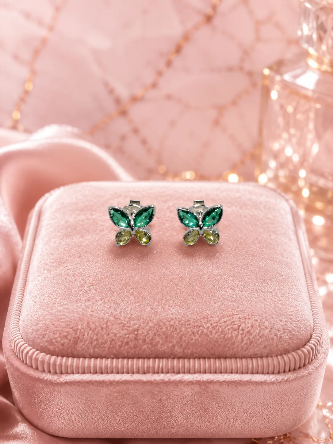 Fern Emerald & Peridot Butterfly Necklace & Earring Set