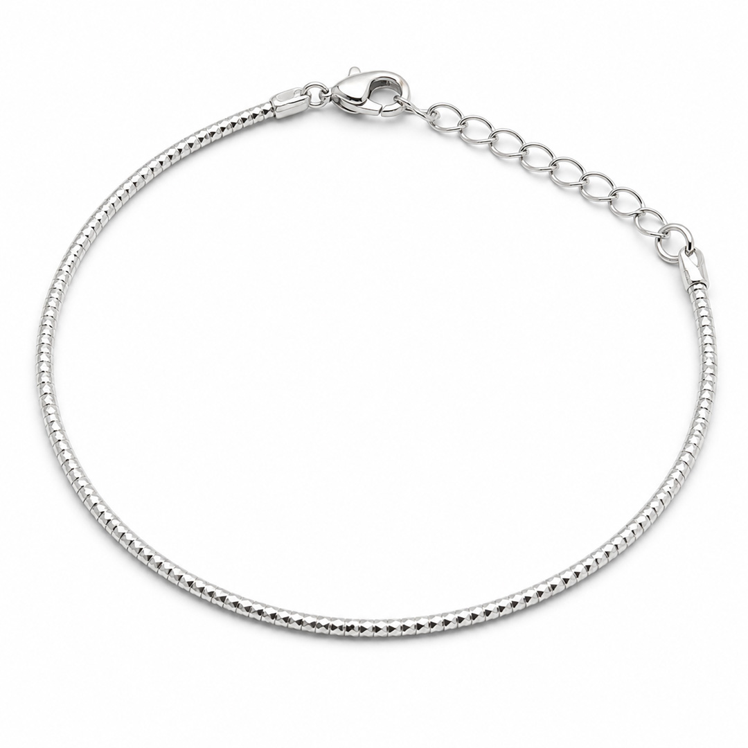 Stardust Silver Diamond-Cut Snake Chain Bracelet