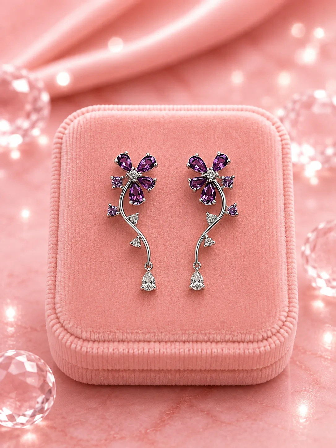 Wisteria Amethyst Vine Necklace & Earring Set