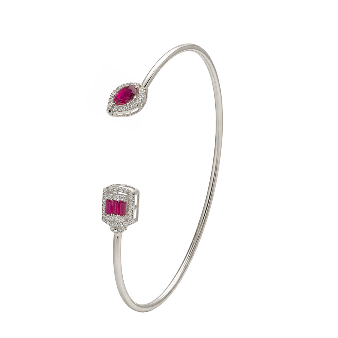 Scarlet Ruby Halo Open Cuff Bracelet
