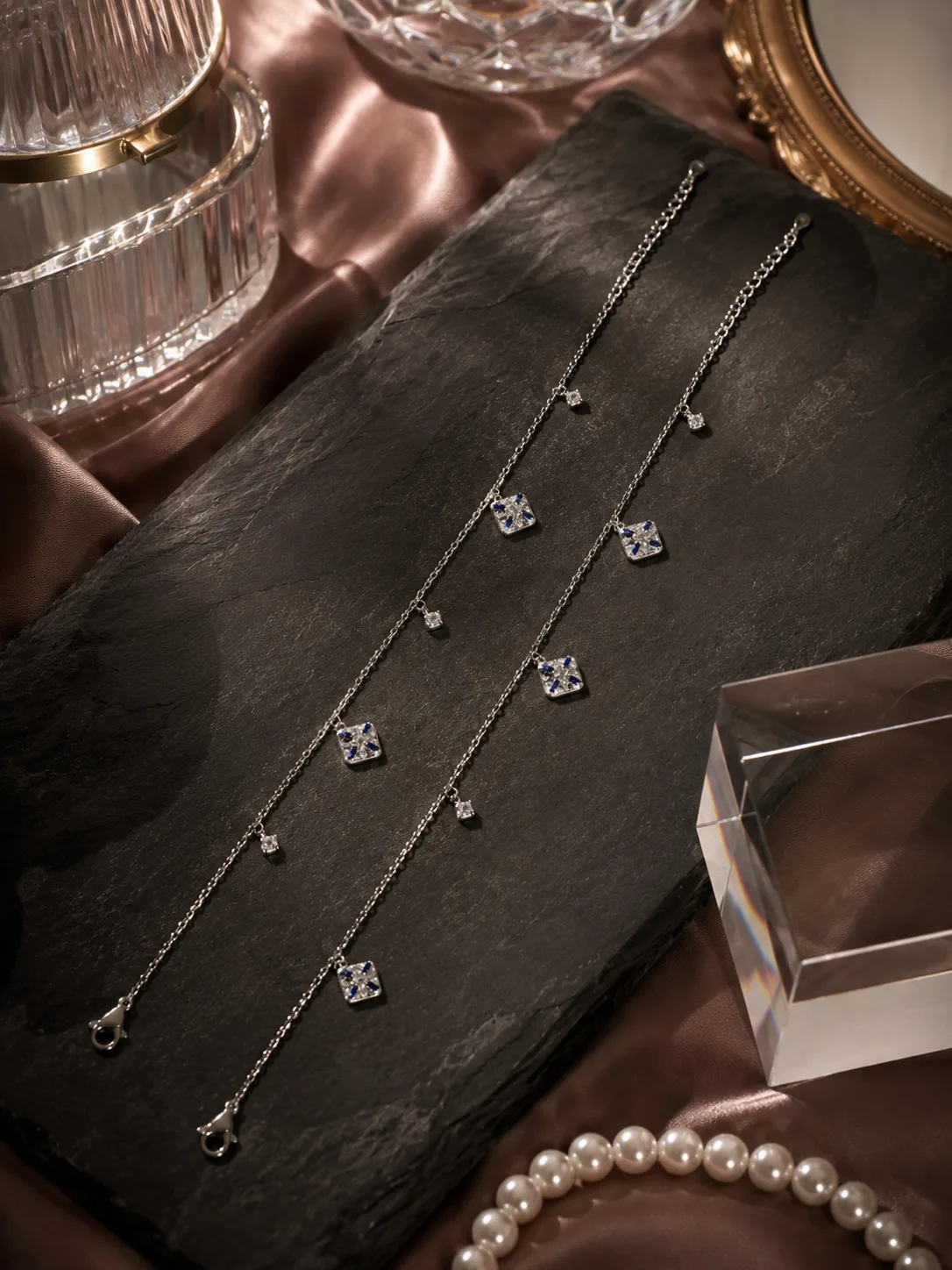 Sapphire Clover Anklet