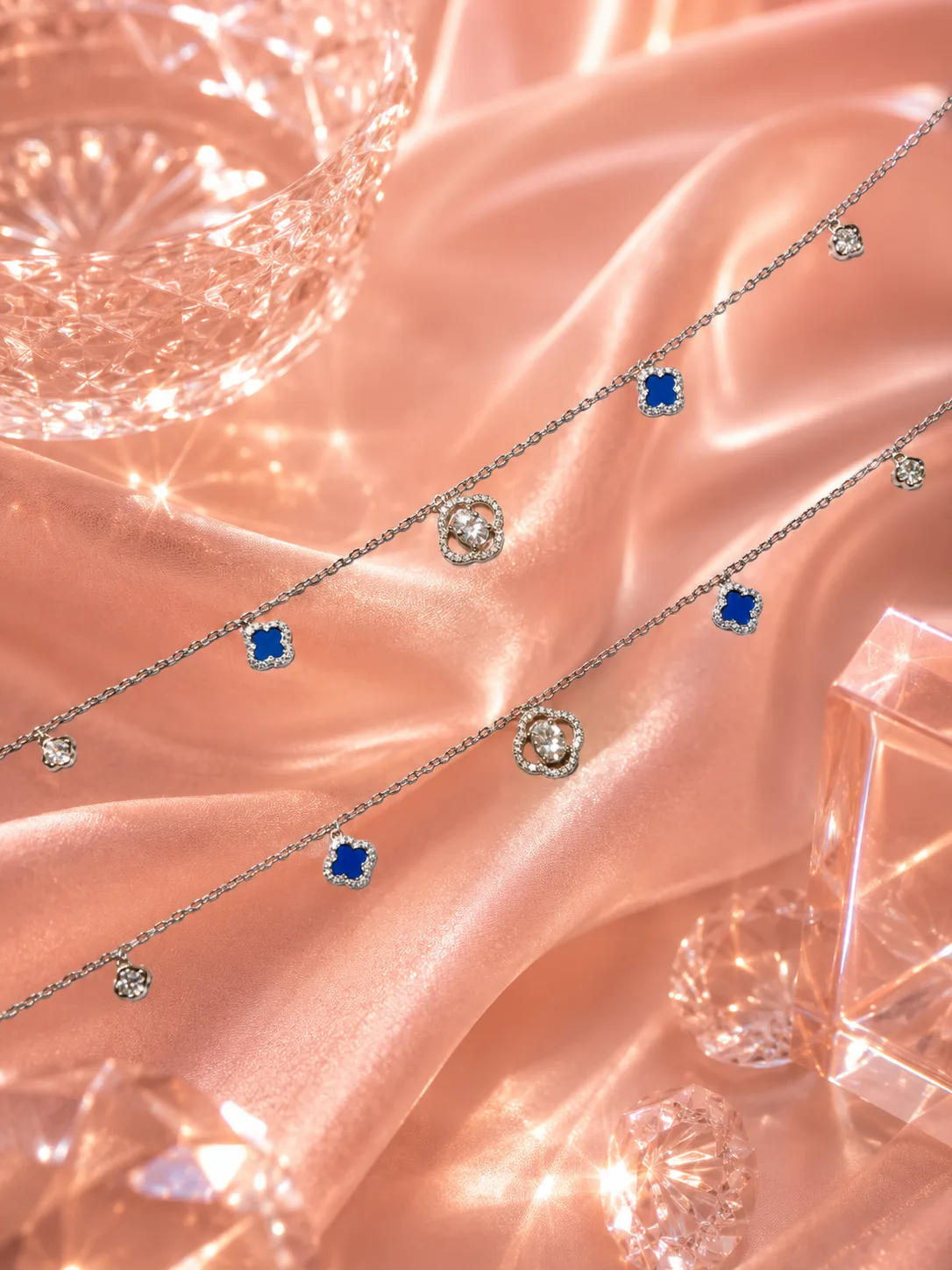 Blue Clover Anklet