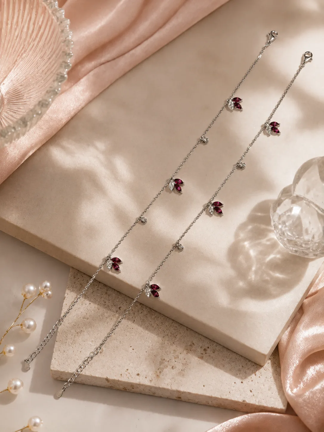 Ruby Leaf Anklet