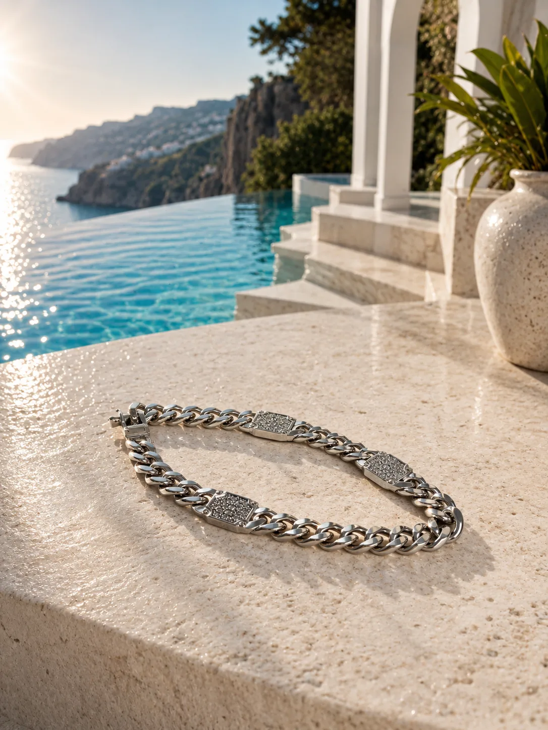 Textured Plate Curb Chain Bracelet