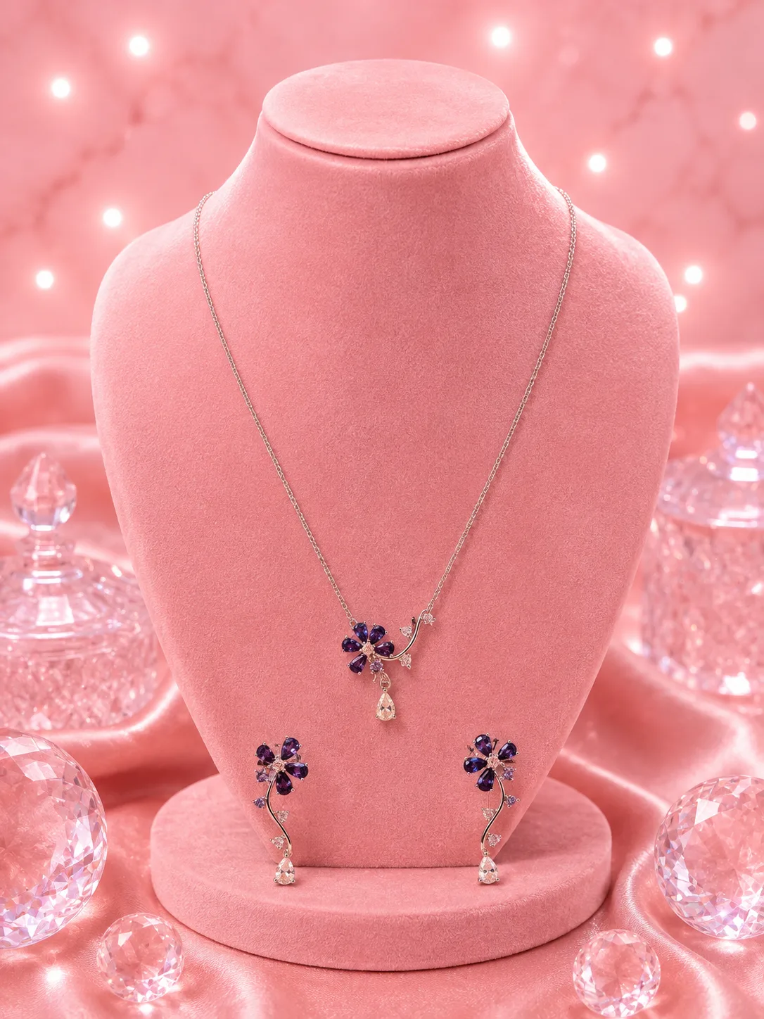 Wisteria Amethyst Vine Necklace & Earring Set