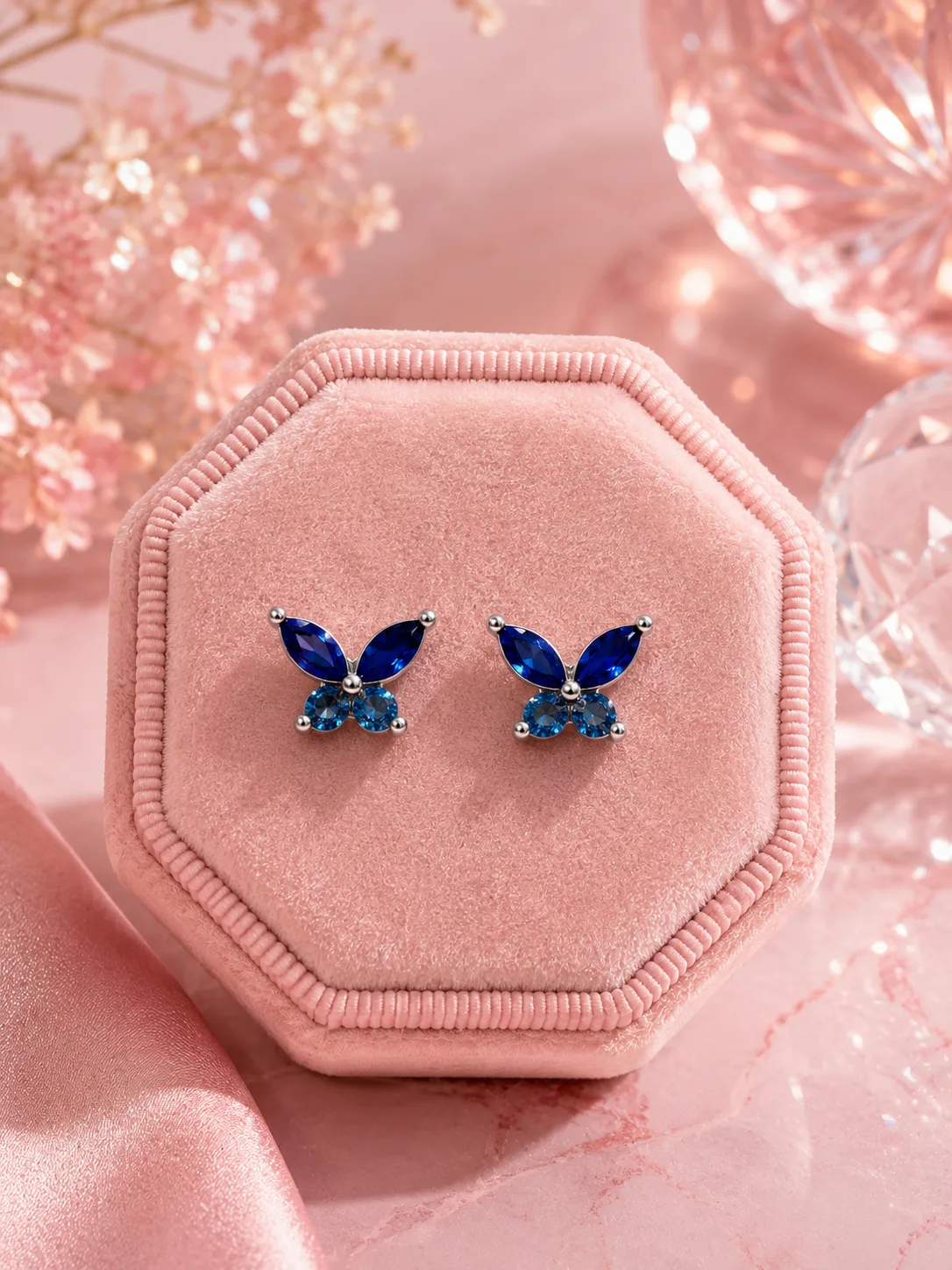 Skye Sapphire Butterfly Station Necklace & Stud Earring Set