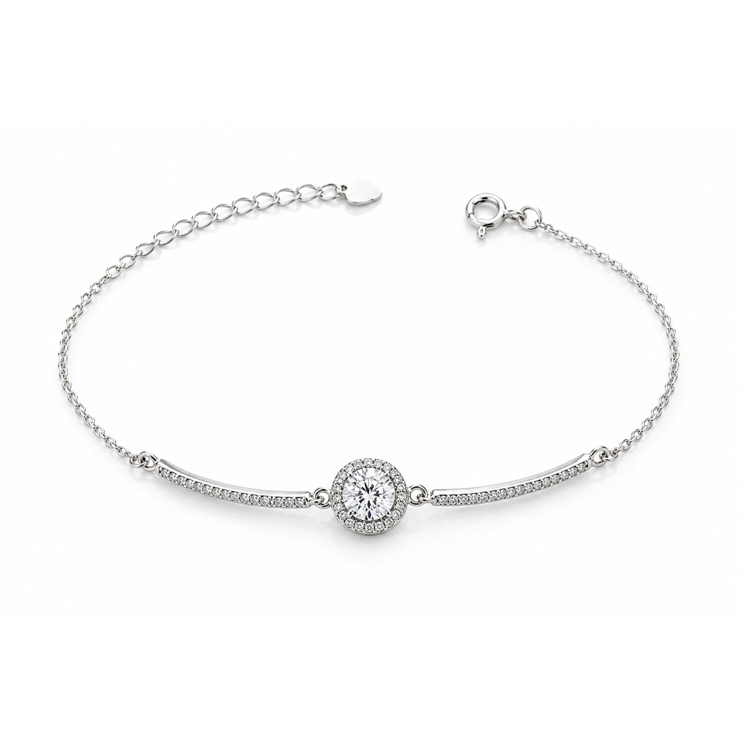 Aveline Solitaire Halo Bar Bracelet