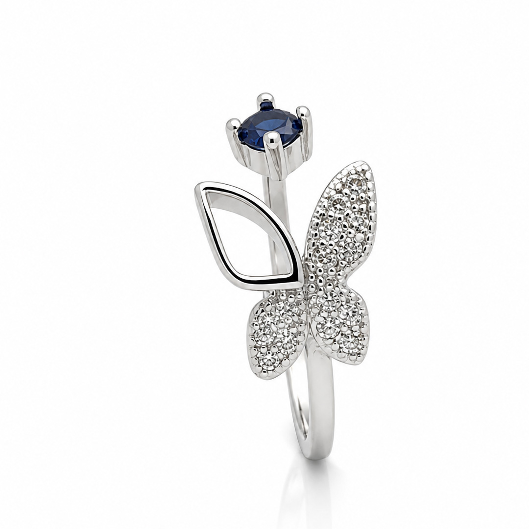 Papillon Pavé Butterfly & Sapphire Open Cuff Toe Ring (Pair)