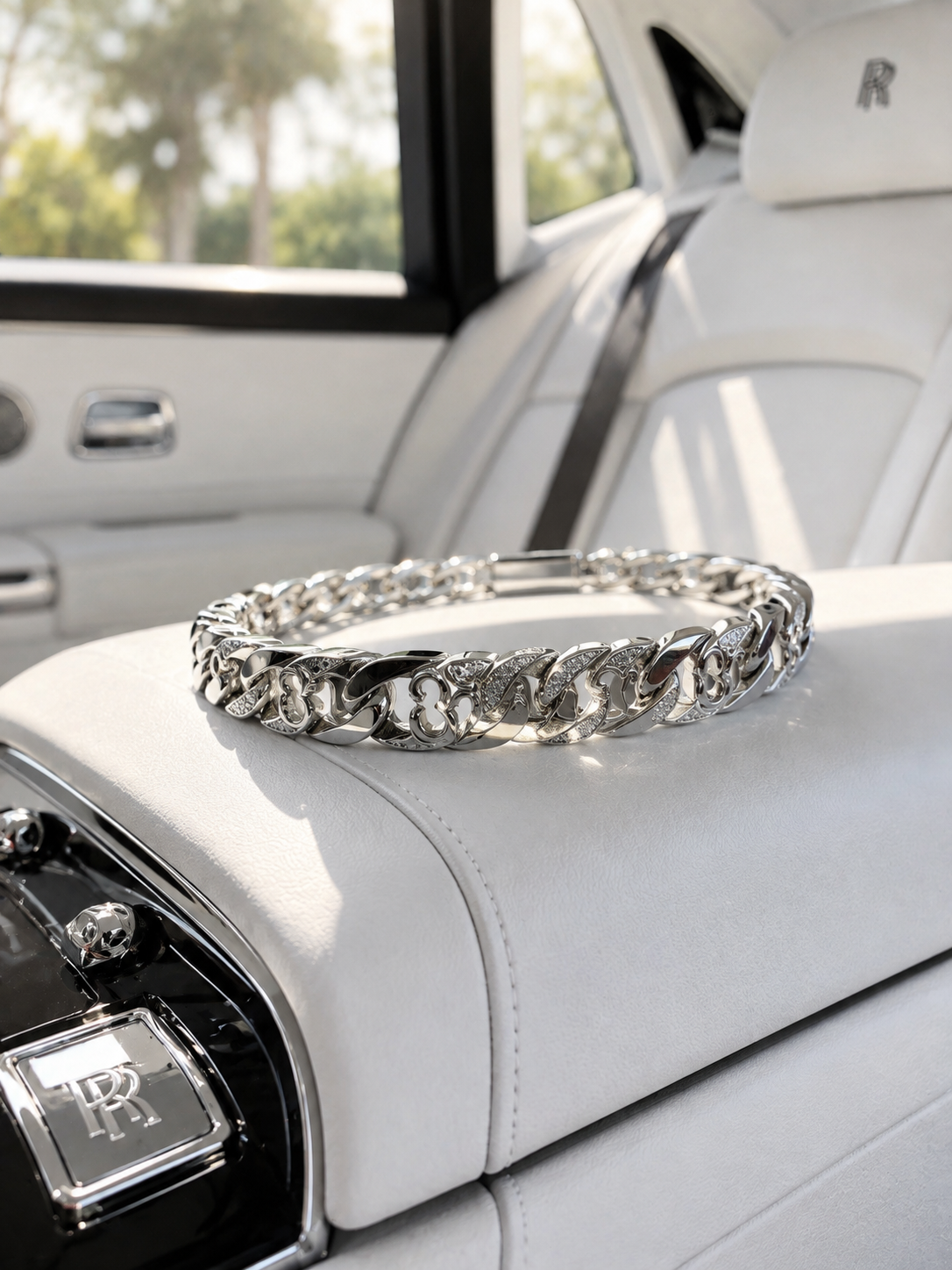 Pavé Cross Curb Chain Men's Bracelet