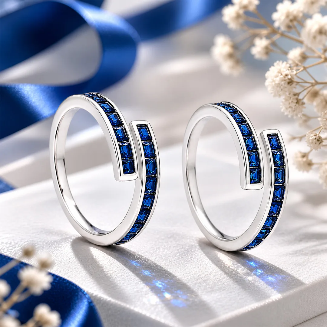 Spiral Channel Sapphire Wrap Toe Ring (Pair)