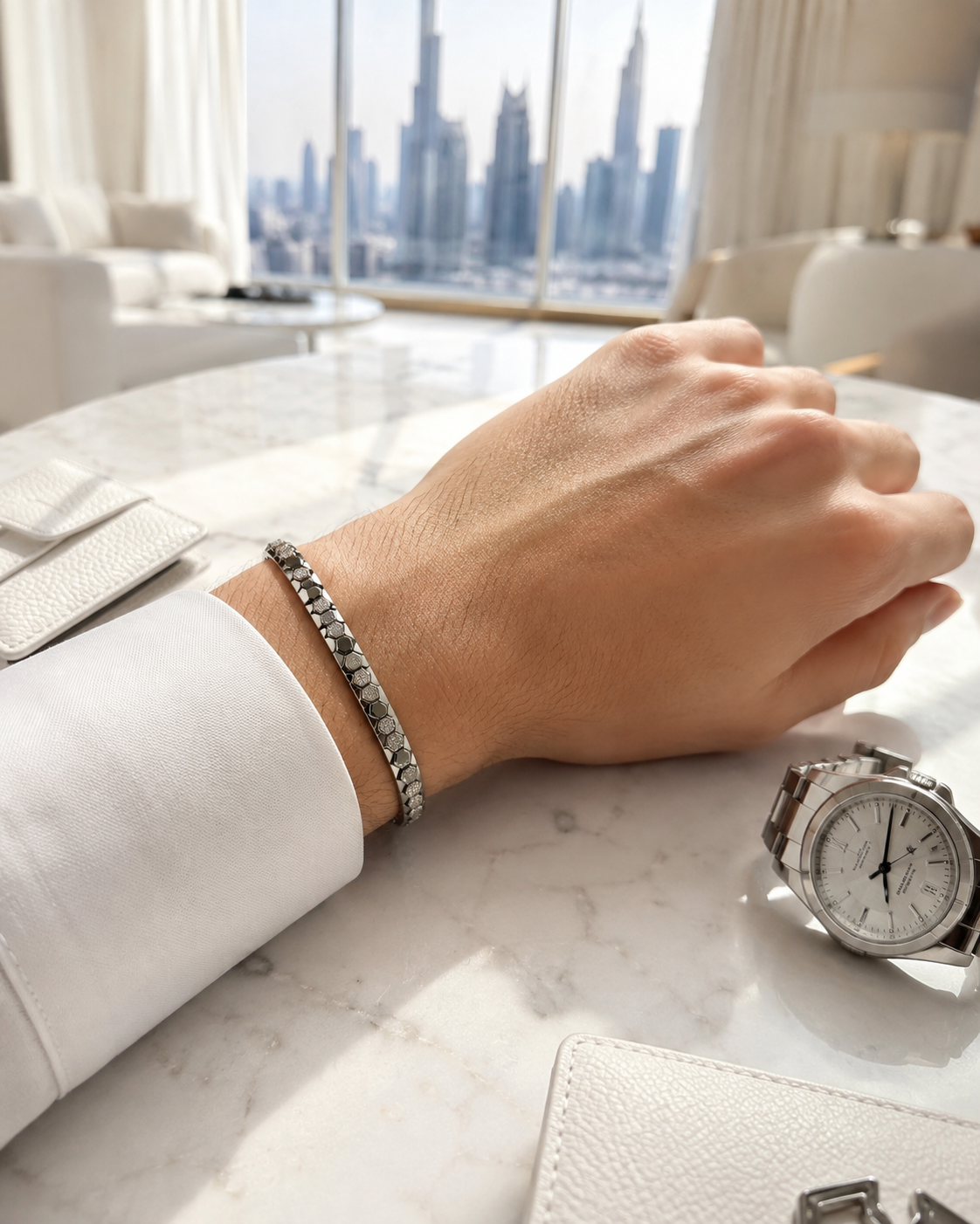 Honeycomb Pavé Flex Men's Bracelet