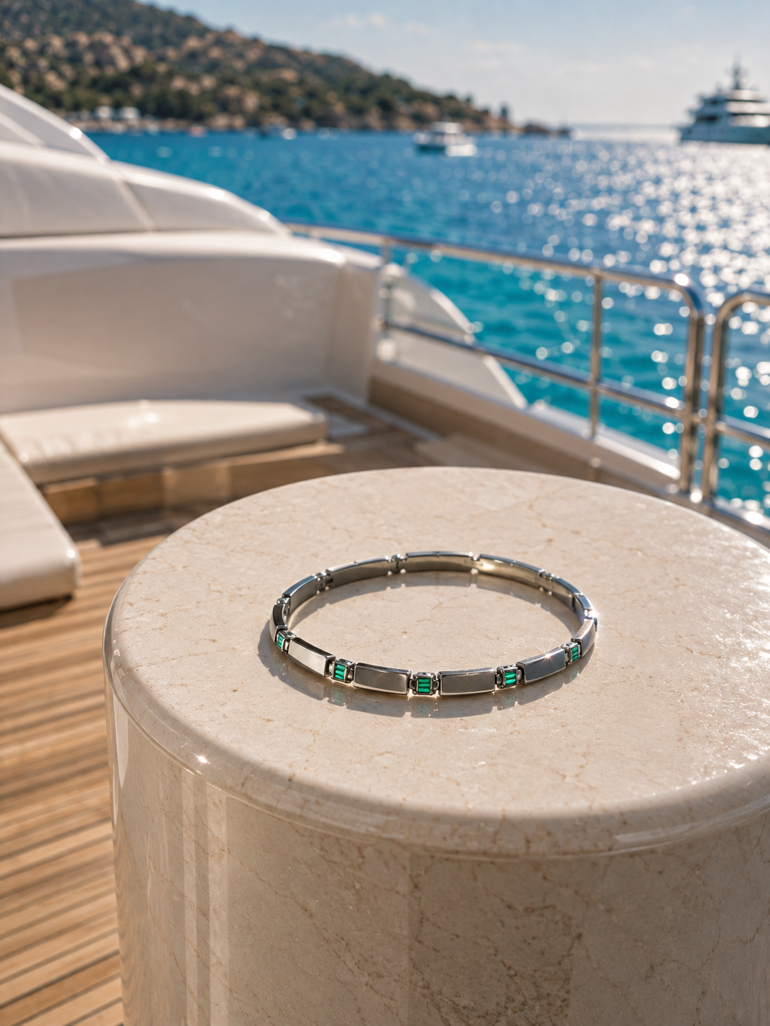 Emerald Accent Bar-Link Bracelet