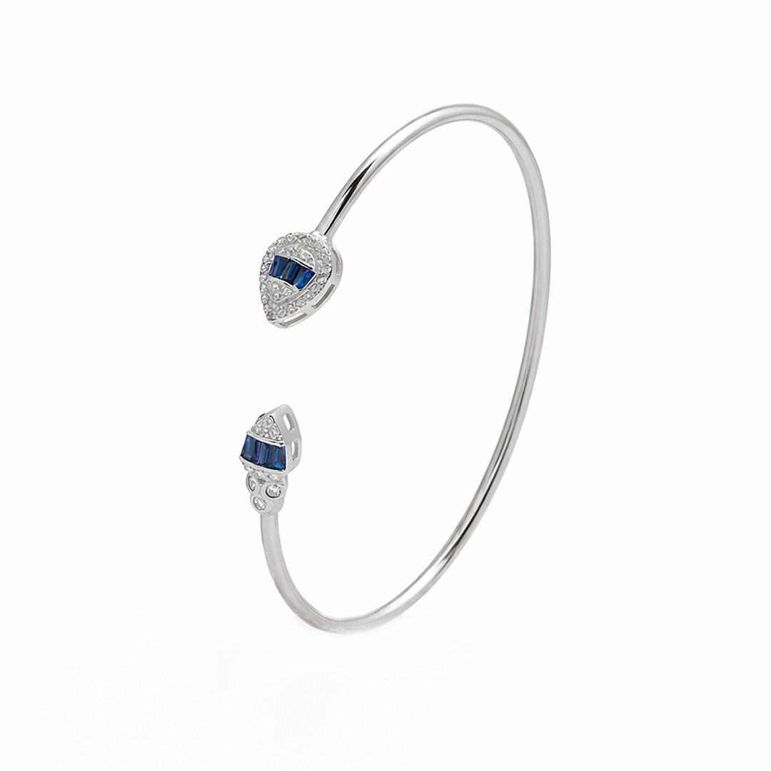Azura Sapphire Halo Open Cuff Bracelet