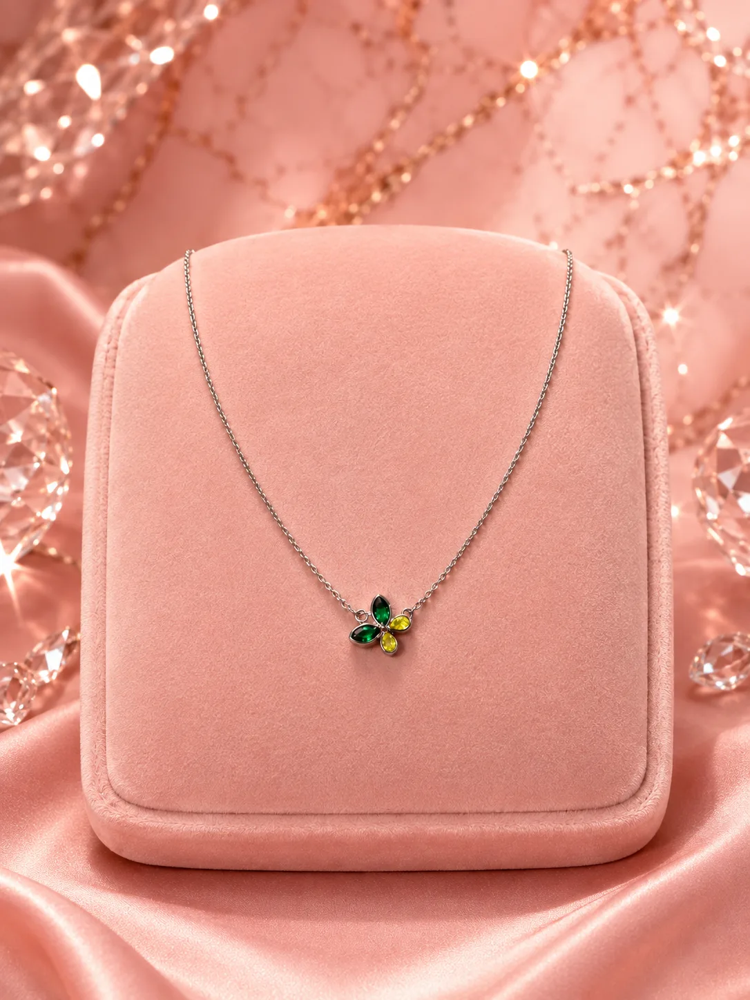 Fern Emerald & Peridot Butterfly Necklace & Earring Set