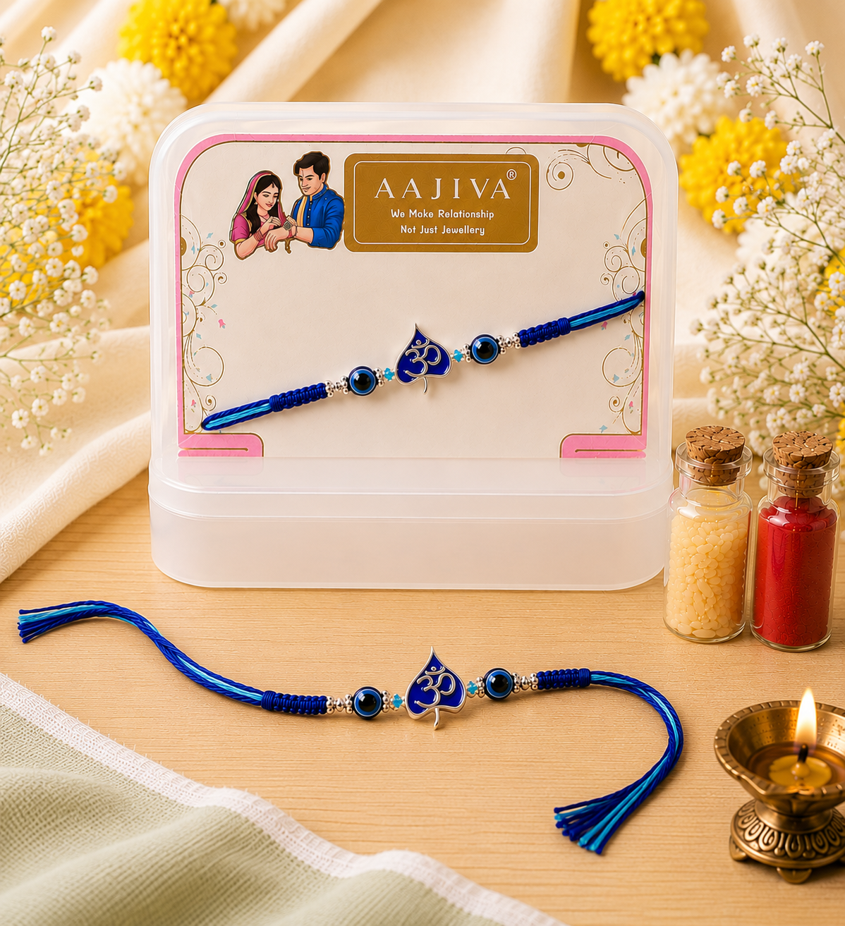 Harit Om — Leaf Charm Rakhi - Blue