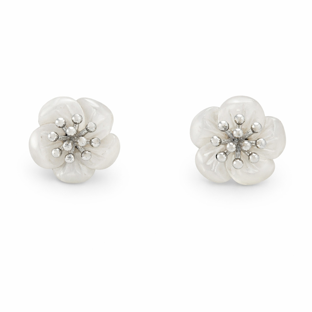 Carved Flower Stud Earrings