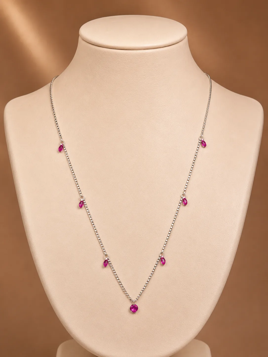 Ruby Drop Station Necklace