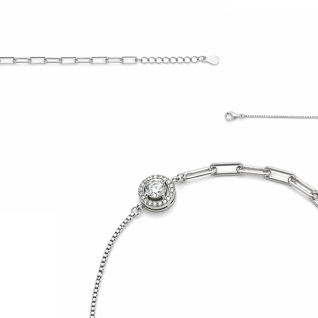 Duo Halo Half-Chain Bracelet