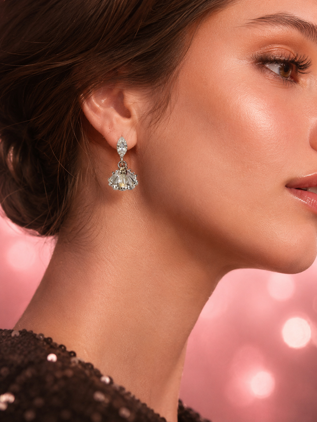 Marquise Halo & Fan Drop Earrings
