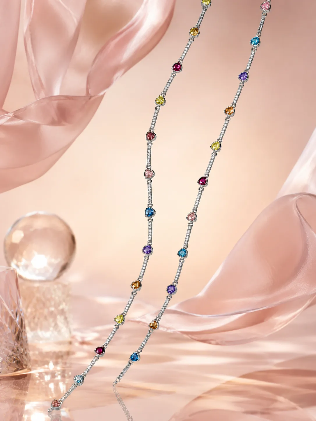 Rainbow Heart Anklet