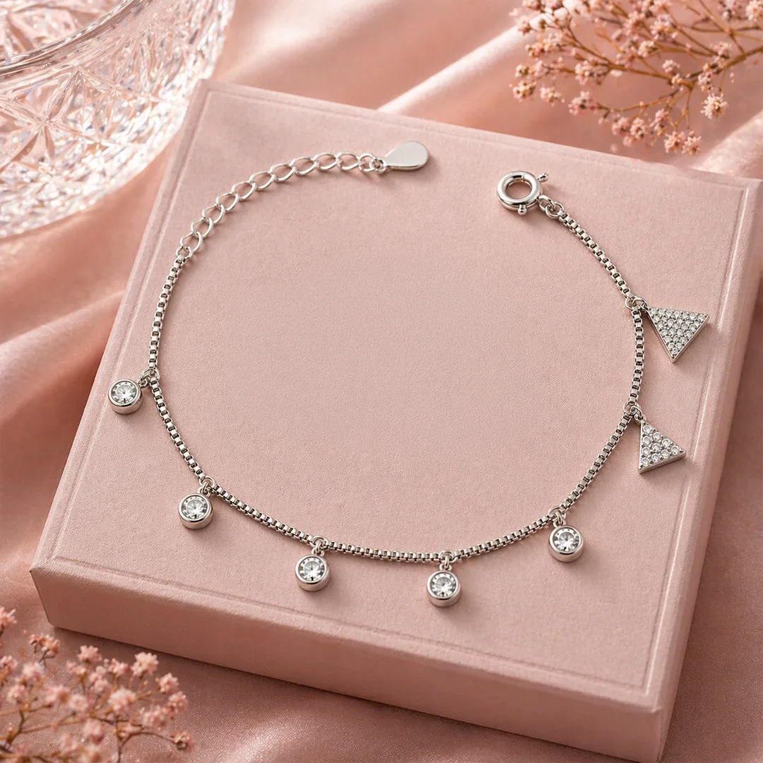 Trixie Triangle & Cz Charm Bracelet
