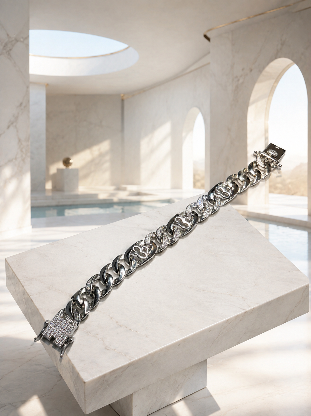 Pavé Cross Curb Chain Men's Bracelet