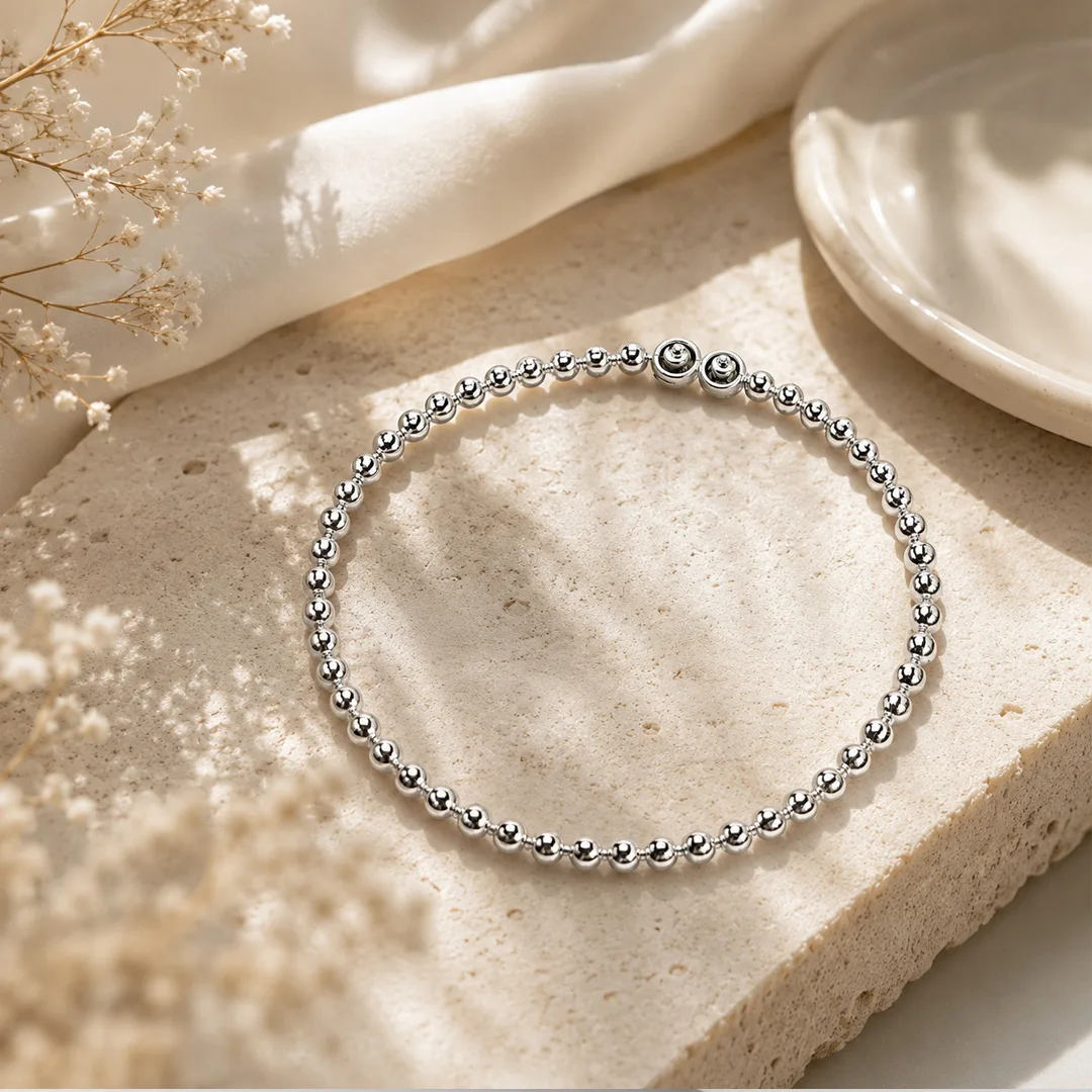 Stellar Silver Ball-Chain Bracelet