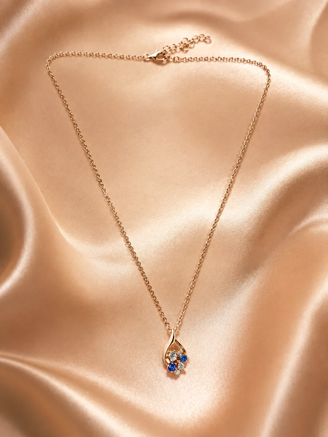 Multicolor Cluster Teardrop Pendant Necklace
