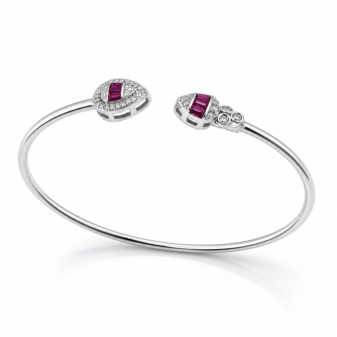 Rosalie Ruby Halo Open Cuff Bracelet