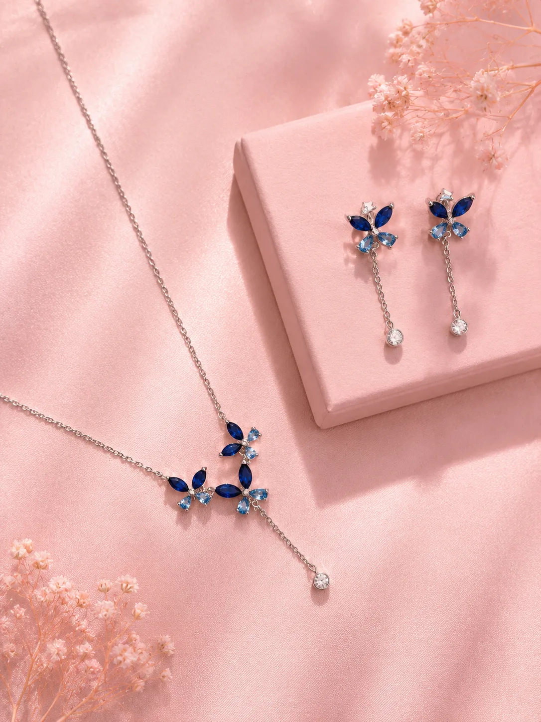 Azura Sapphire Butterfly Necklace & Earring Set