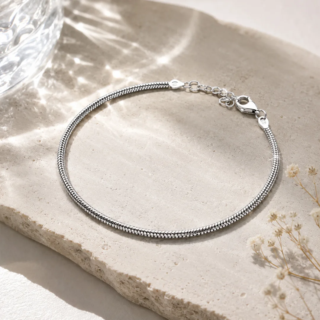 Nyra Oxidized Silver Snake Chain Bracelet