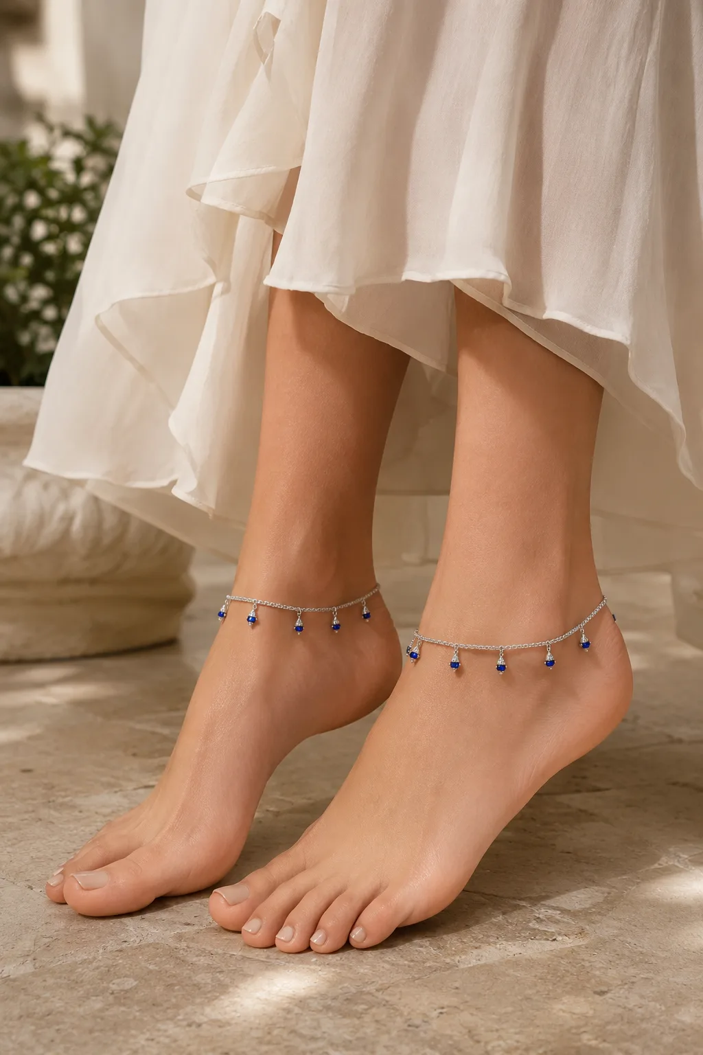 Sapphire Dangle Anklet