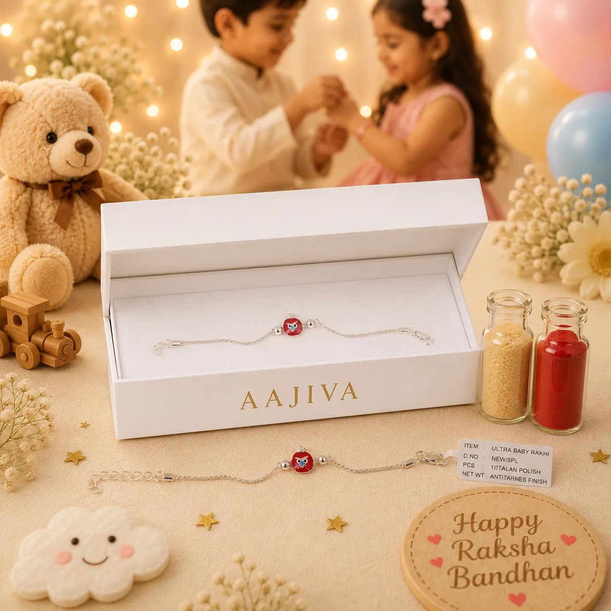 Ultra Baby Rakhi Silver Bracelet – Red Bird Charm