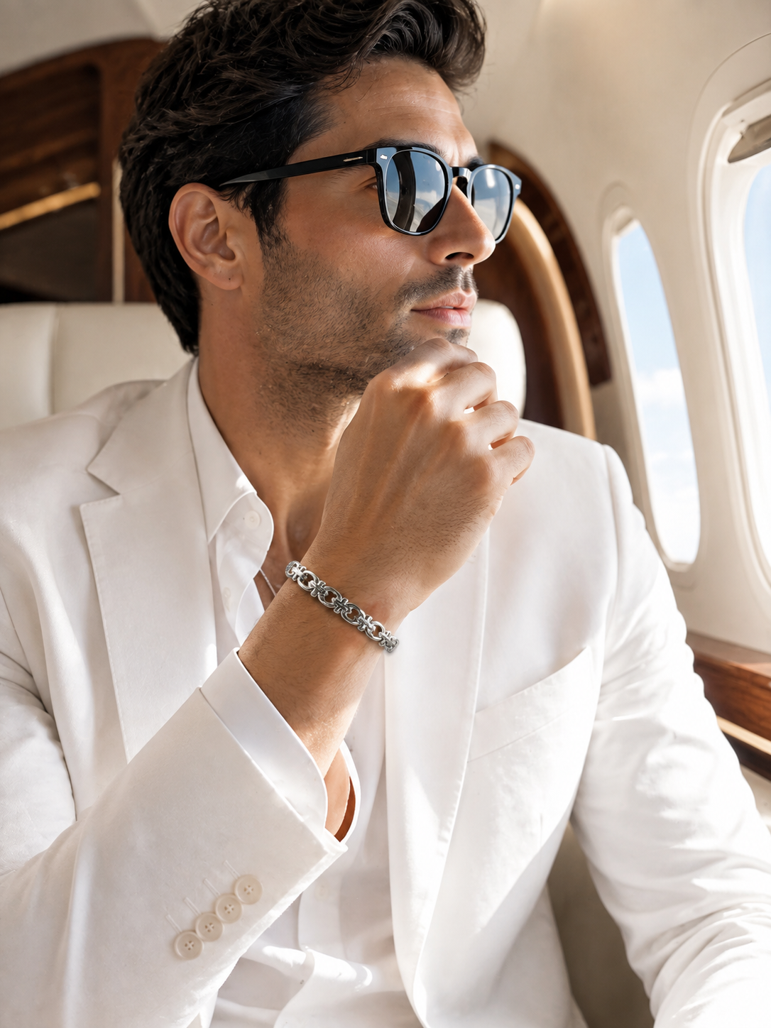 Cross & Oval Link Men's Bracelet