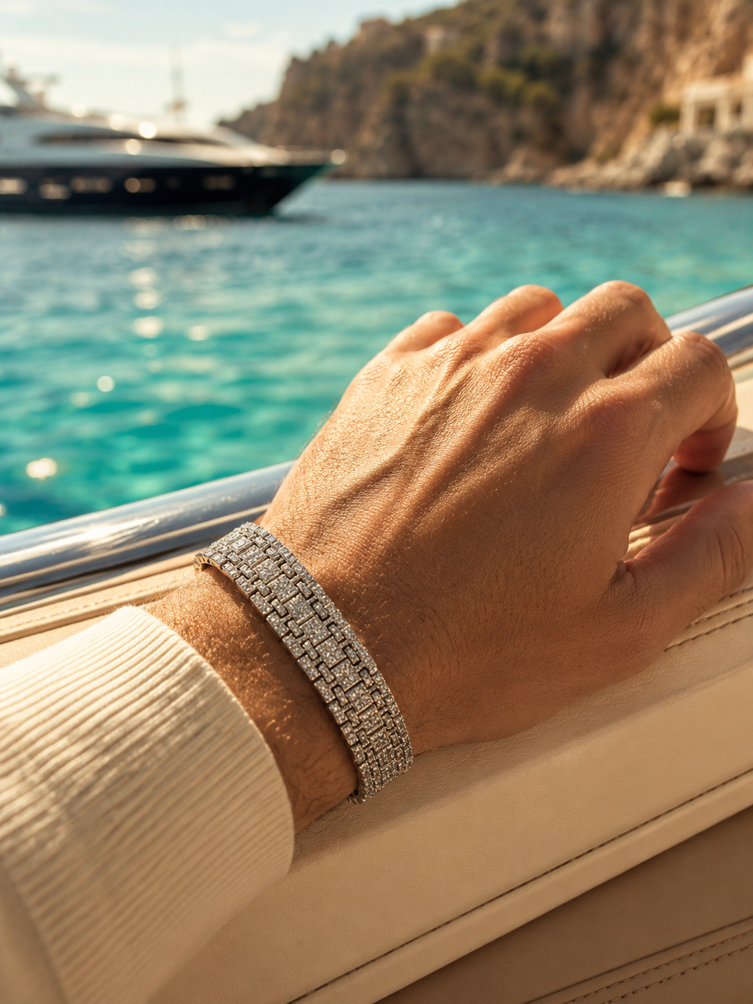 Iced-Out Basketweave Men's Bracelet