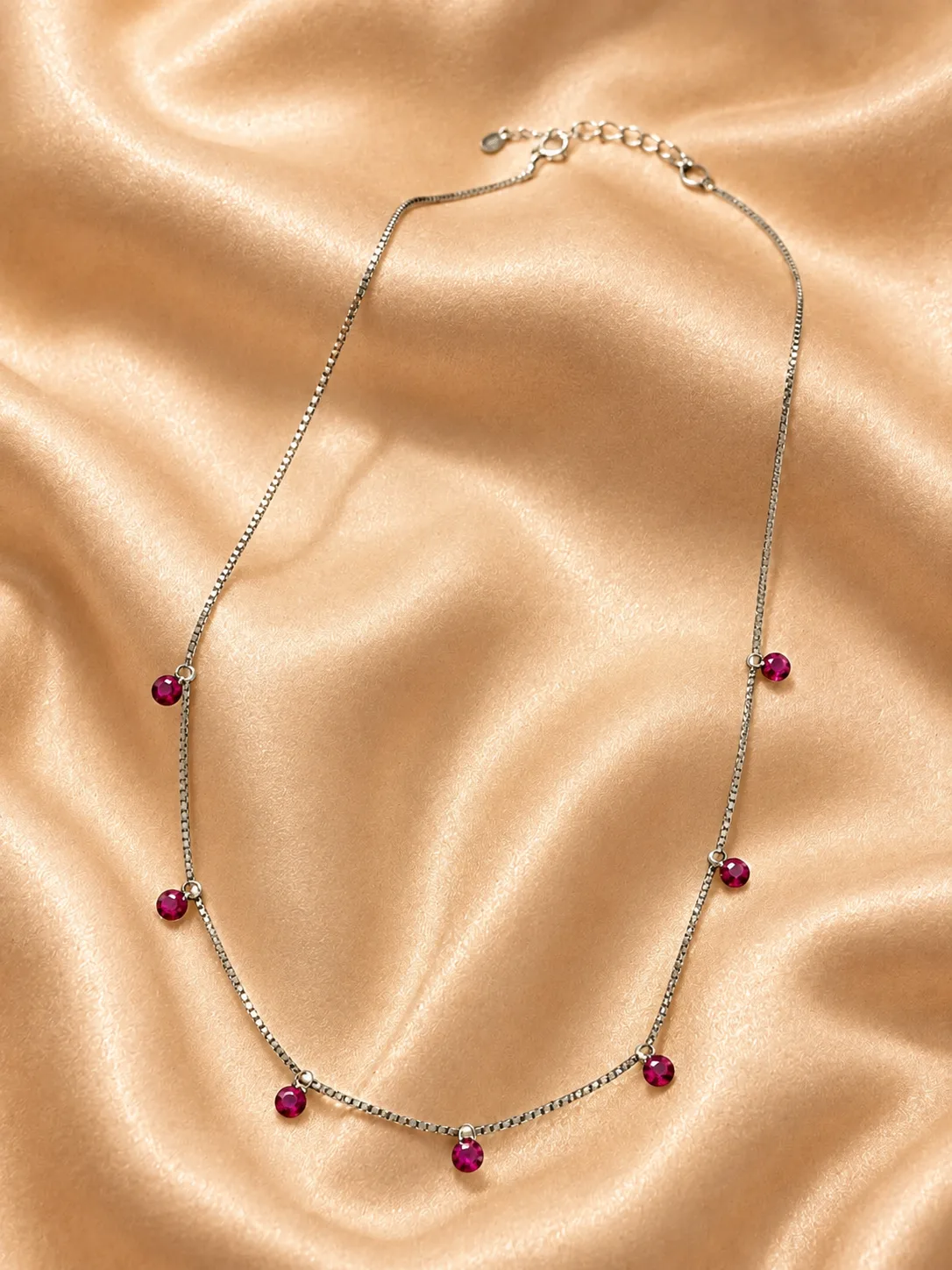 Ruby Drop Station Necklace