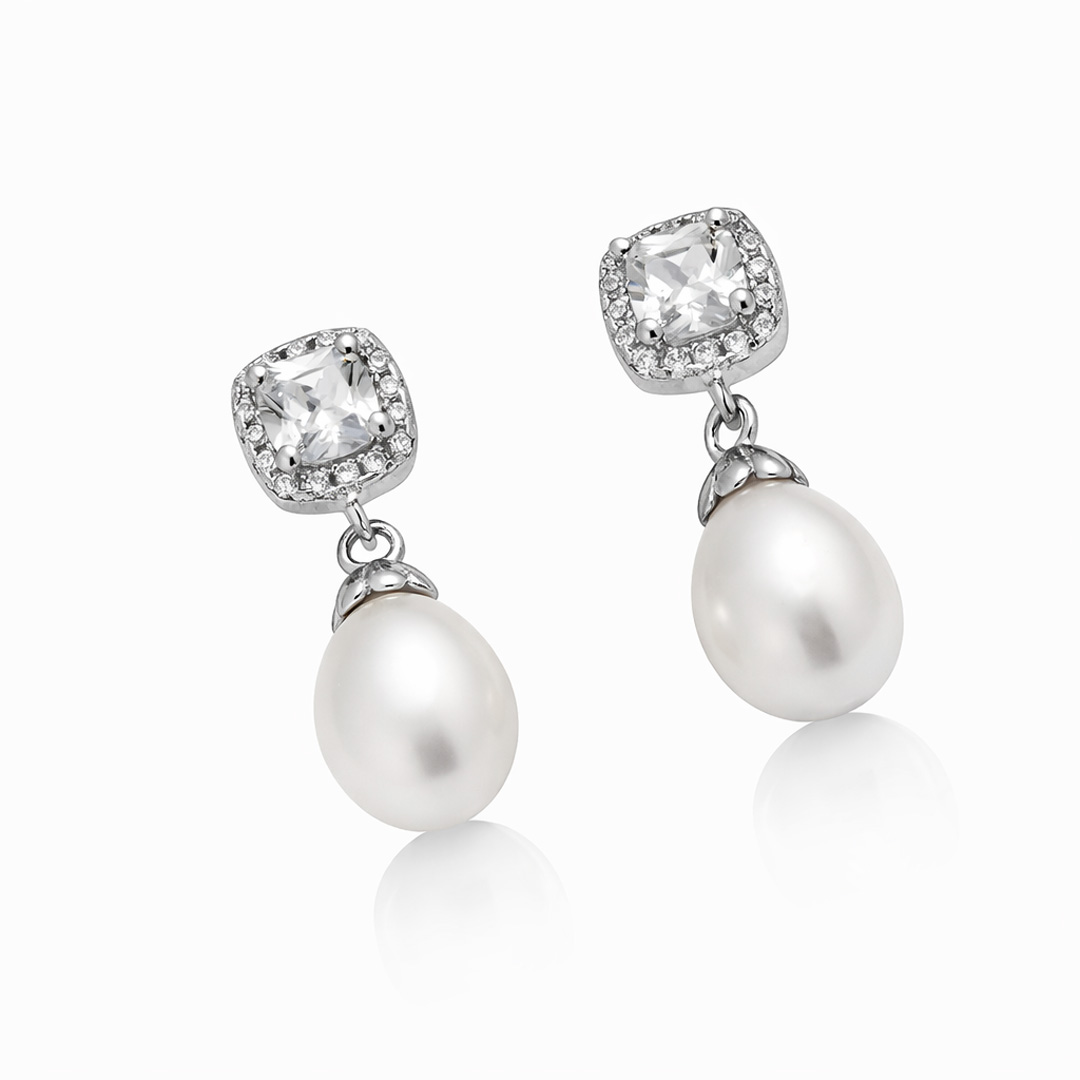 Halo Stud & Pearl Drop Earrings