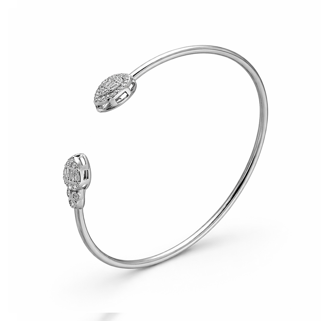 Bianca White Halo Open Cuff Bracelet