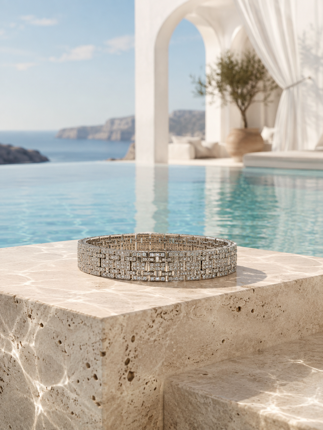 Iced-Out Basketweave Men's Bracelet