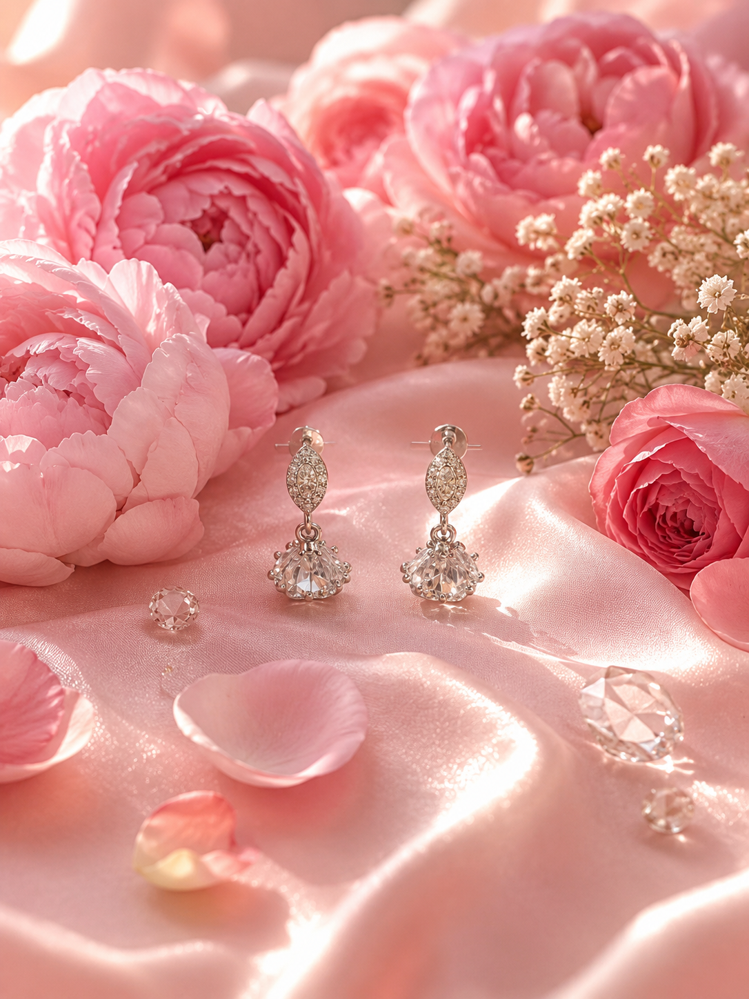 Marquise Halo & Fan Drop Earrings