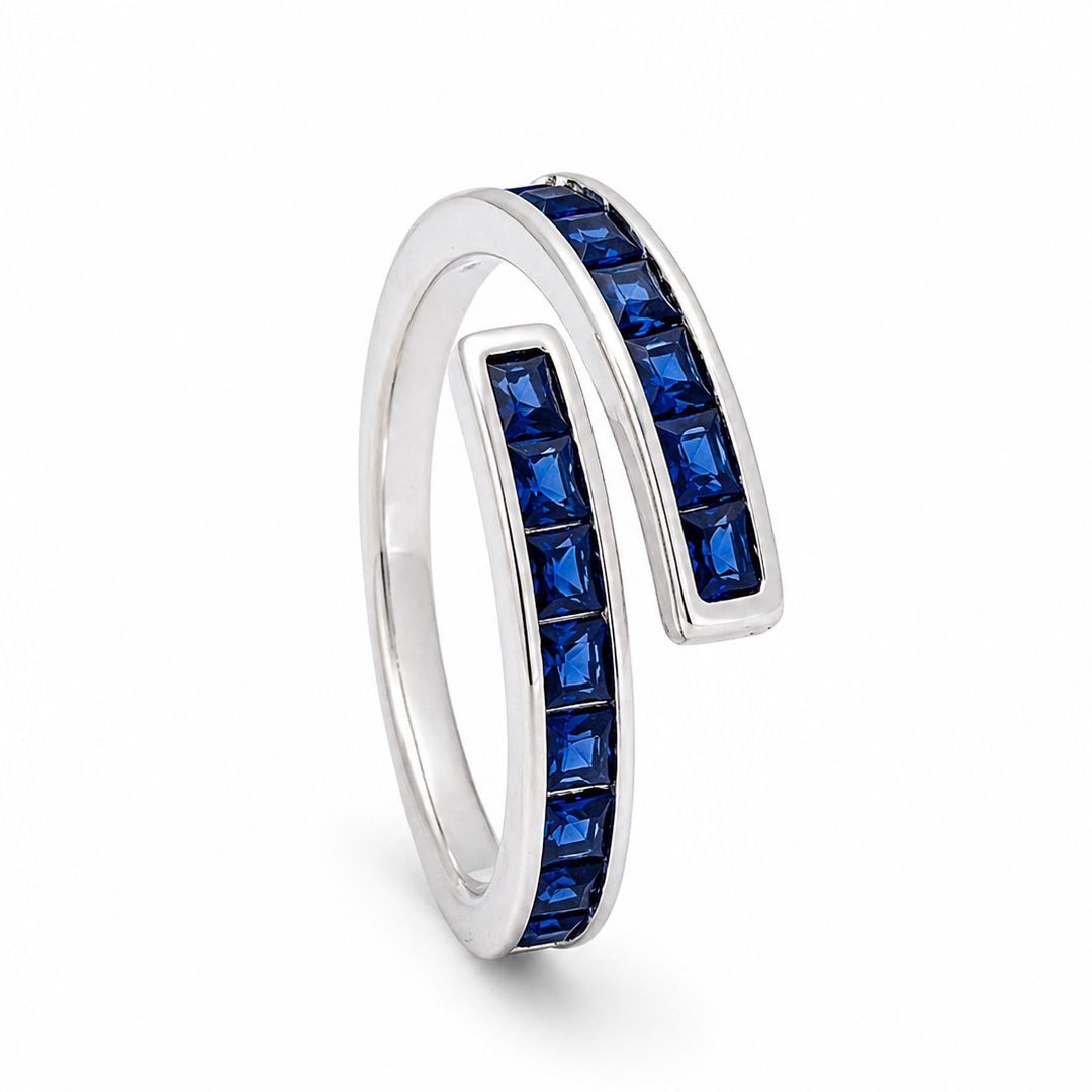 Spiral Channel Sapphire Wrap Toe Ring (Pair)