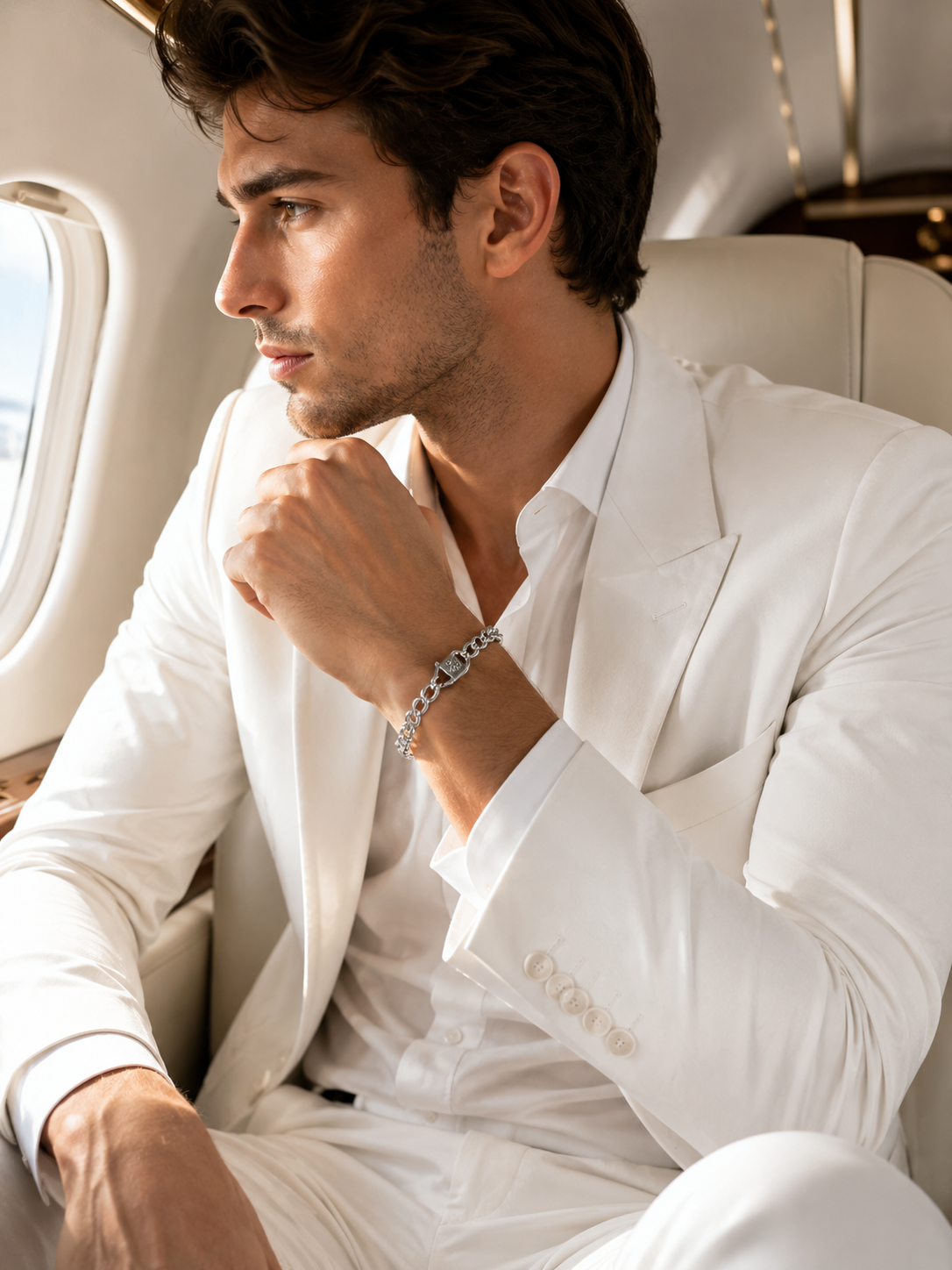 Curb Chain Emblem Clasp Men's Bracelet