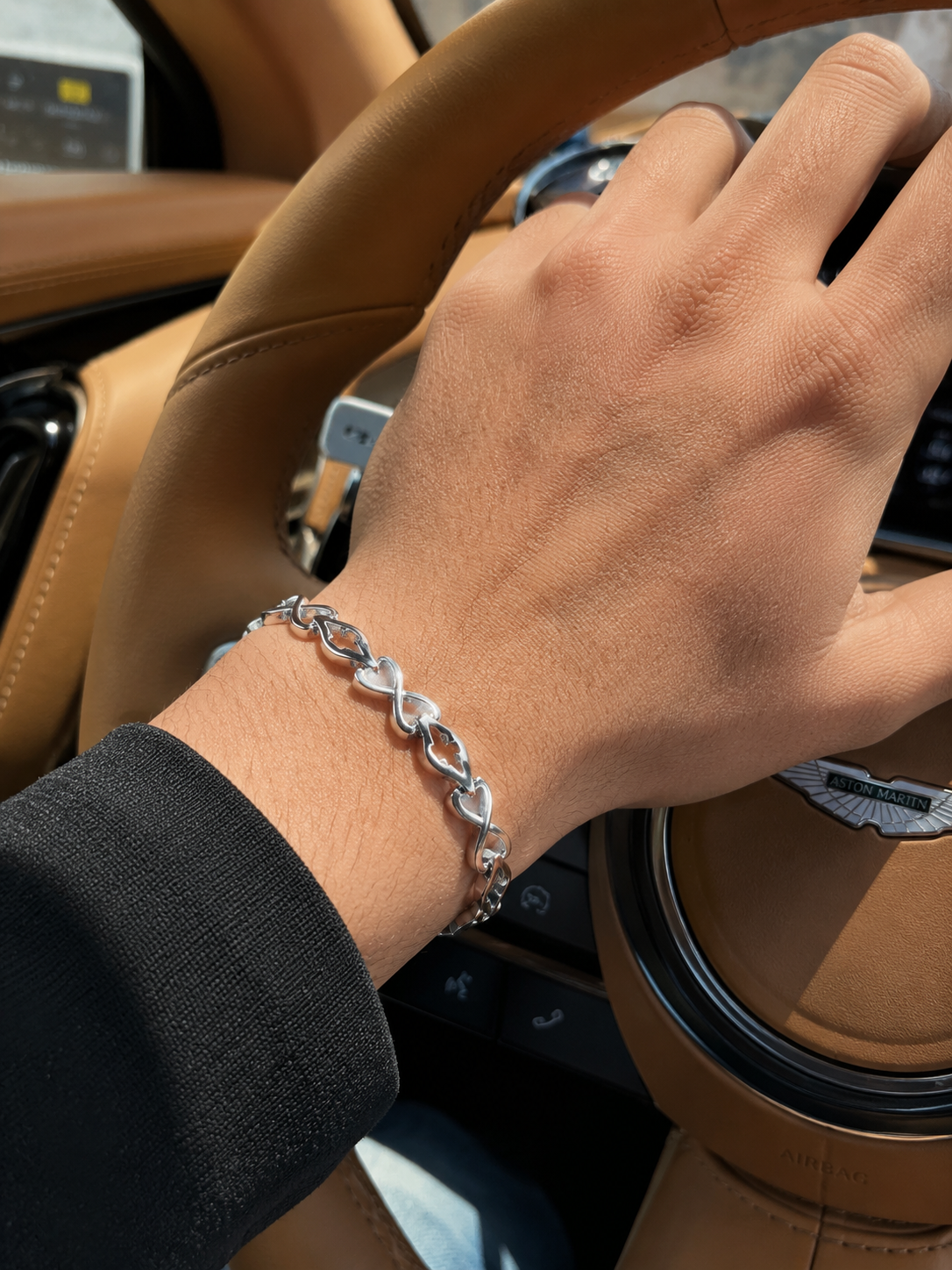 Interlocking Heart-Link Men's Bracelet